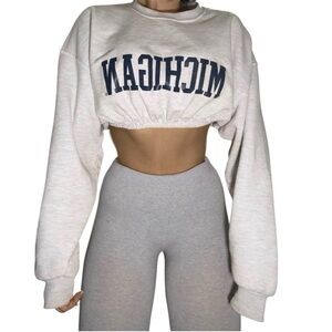 University of Michigan Reworked Cropped Sweatshirt